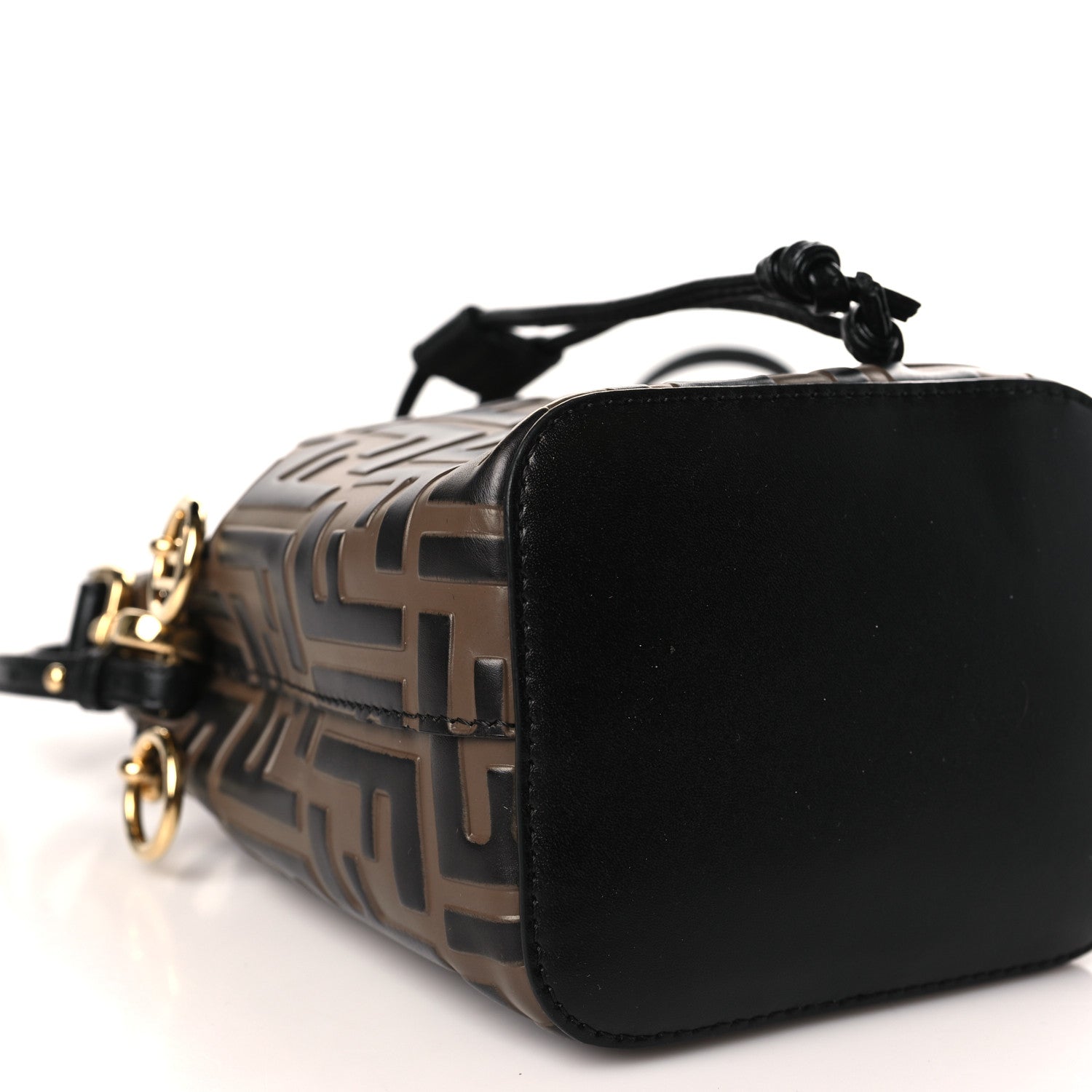 Fendi Vitello Liberty F is Fendi Bi-Color FF 1974 Embossed Mini Mon Tresor Bucket Bag Maya Black 8 of 9