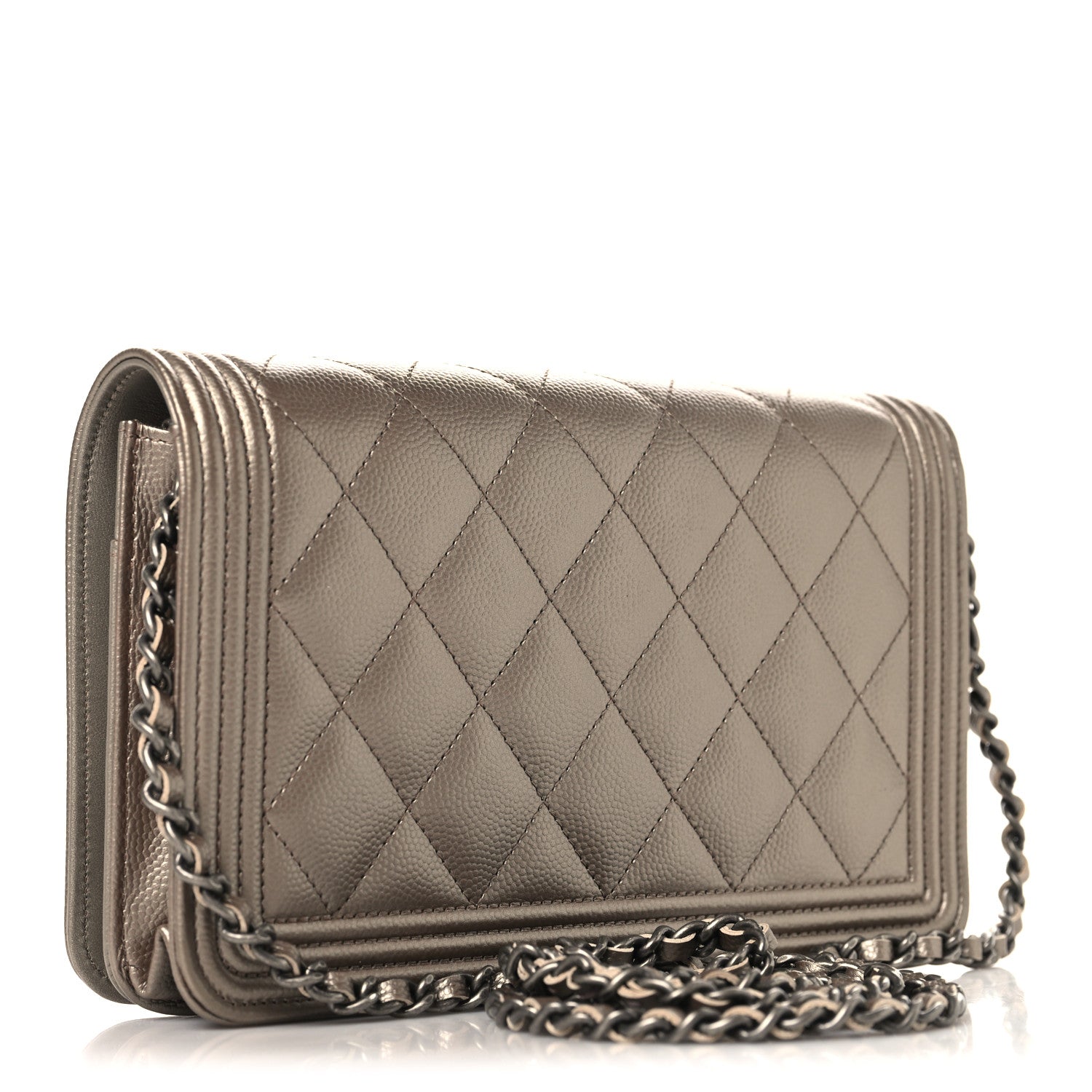 Chanel Metallic Caviar Quilted Boy Wallet On Chain WOC Copper 3 of 12