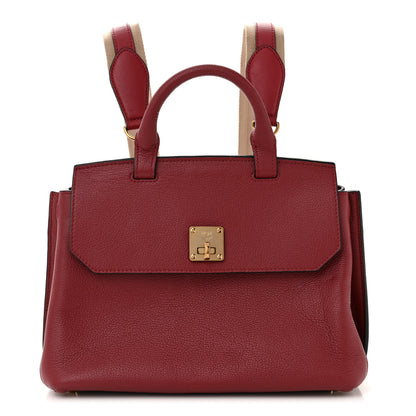 MCM Grained Calfskin Medium Milla Convertible Backpack Scooter Red 1 of 13