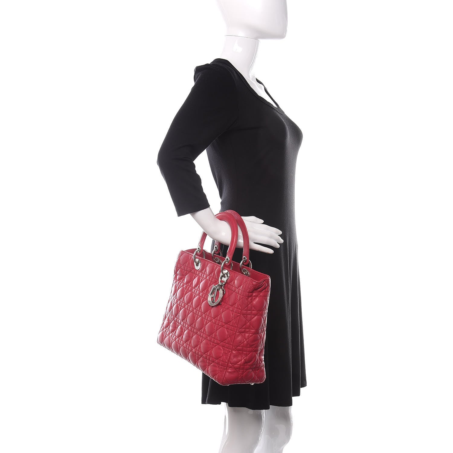 Christian Dior Lambskin Cannage Large Lady Dior Pink 2 of 14
