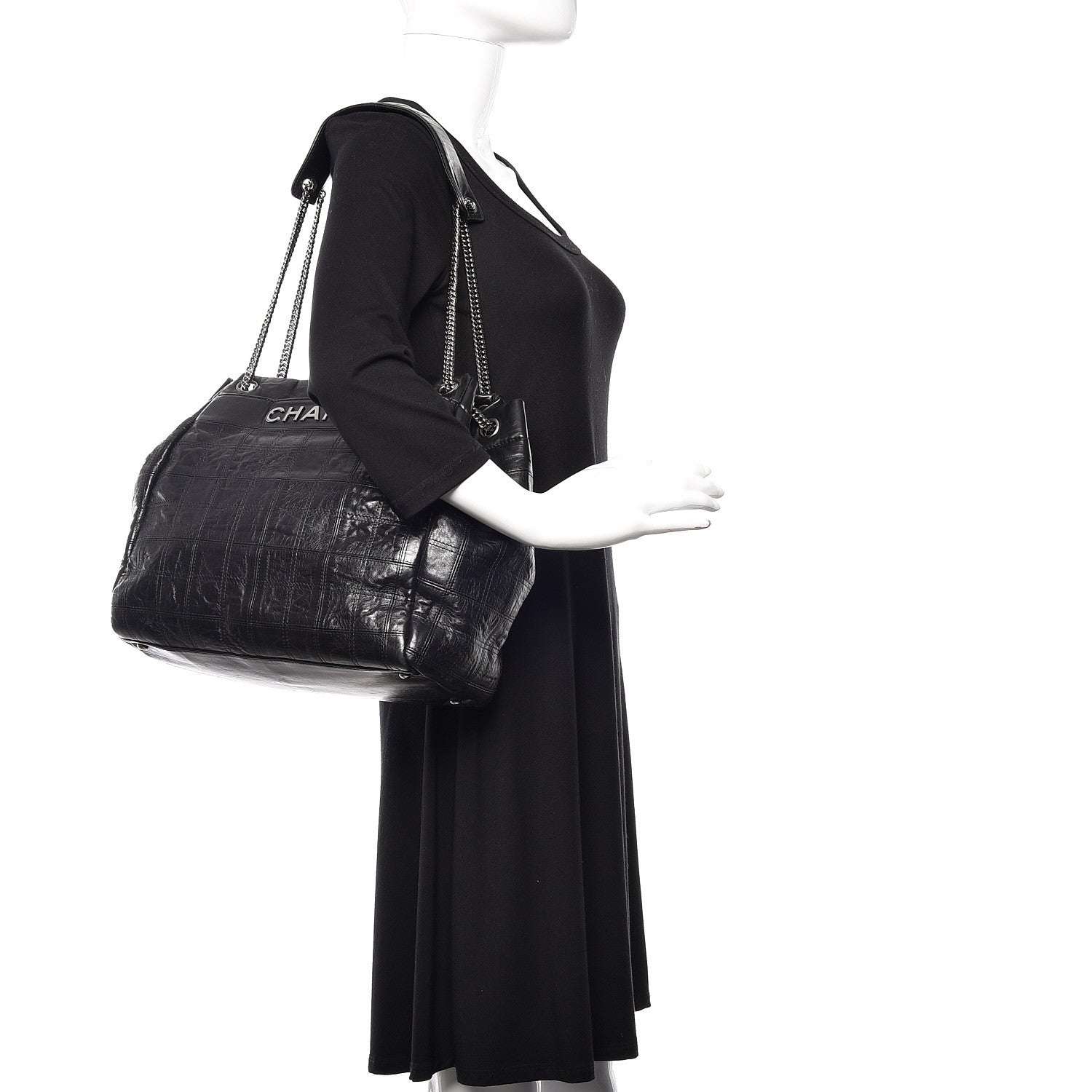 Chanel Lambskin Square Stitched Lax Accordion Shoulder Bag Black 2 of 10