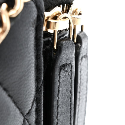 Chanel Lambskin Quilted Small Charming Top Handle Vanity Case With Chain Black 13 of 14