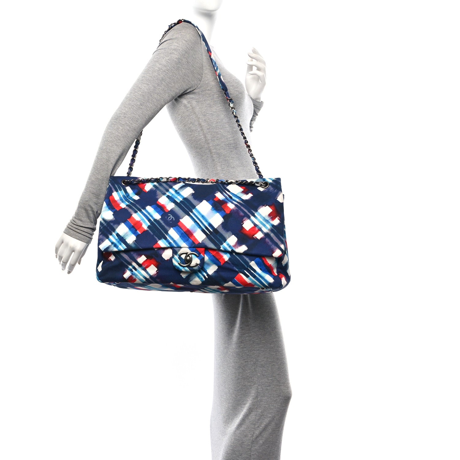 Chanel Canvas Airline Printed XXL Travel Flap Bag Blue Red White 2 of 10