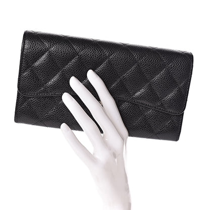 Chanel Caviar Quilted Large Flap Gusset Wallet Black 2 of 9