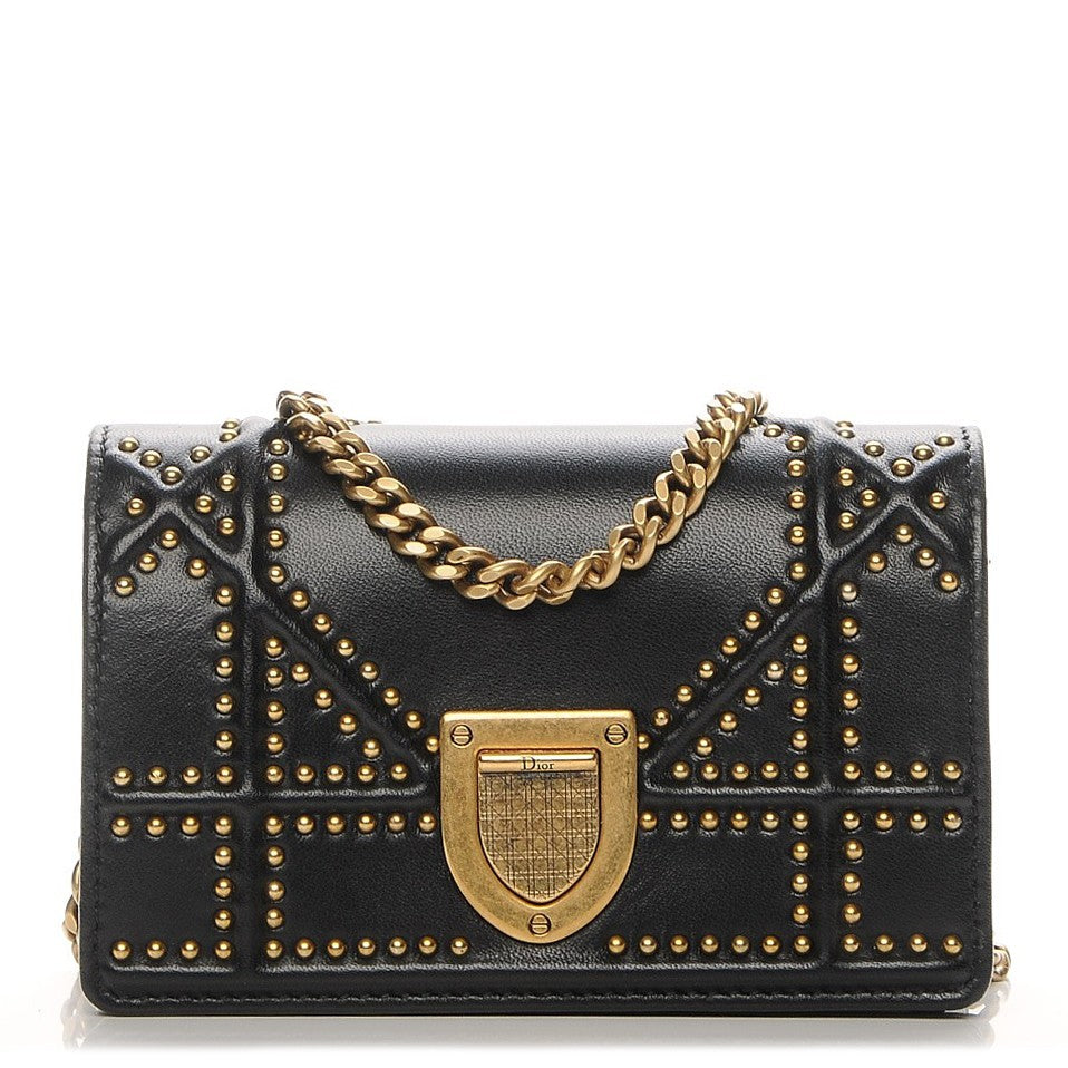 Christian Dior Lambskin Studded Micro Diorama Flap Bag Black 1 of 6