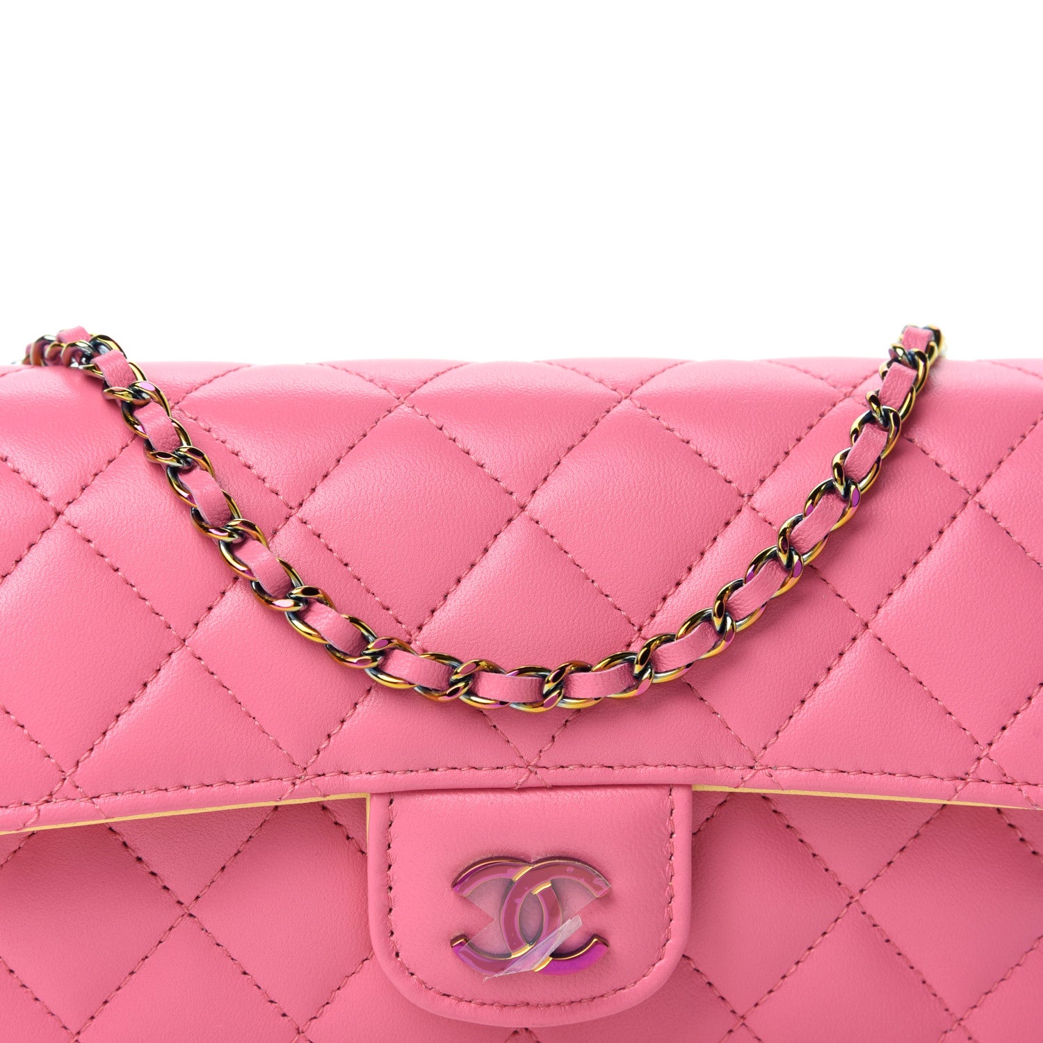 Chanel Lambskin Quilted Glasses Case With Chain Pink Yellow 11 of 12