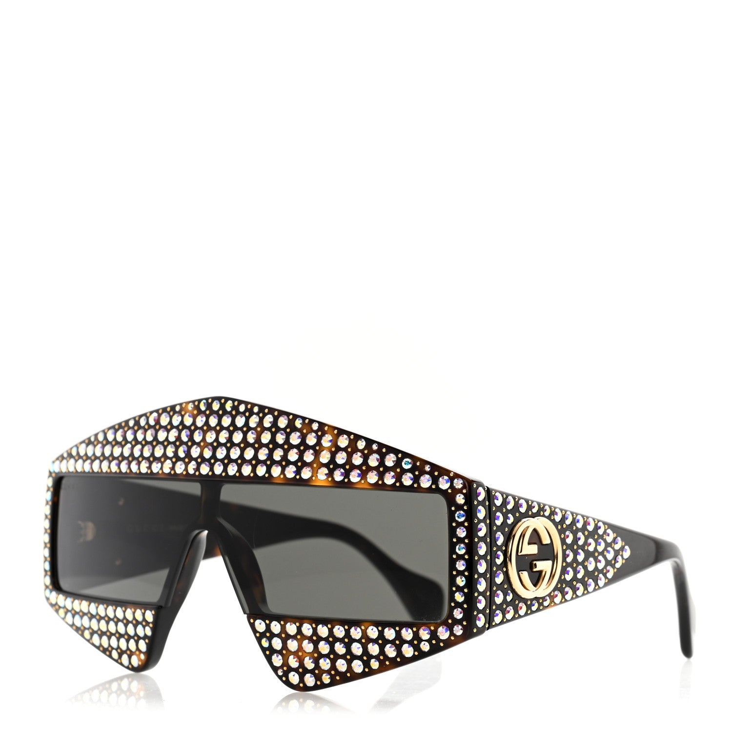 Gucci Crystal Rectangular Frame Sunglasses GG0357S Tortoiseshell 1 of 8
