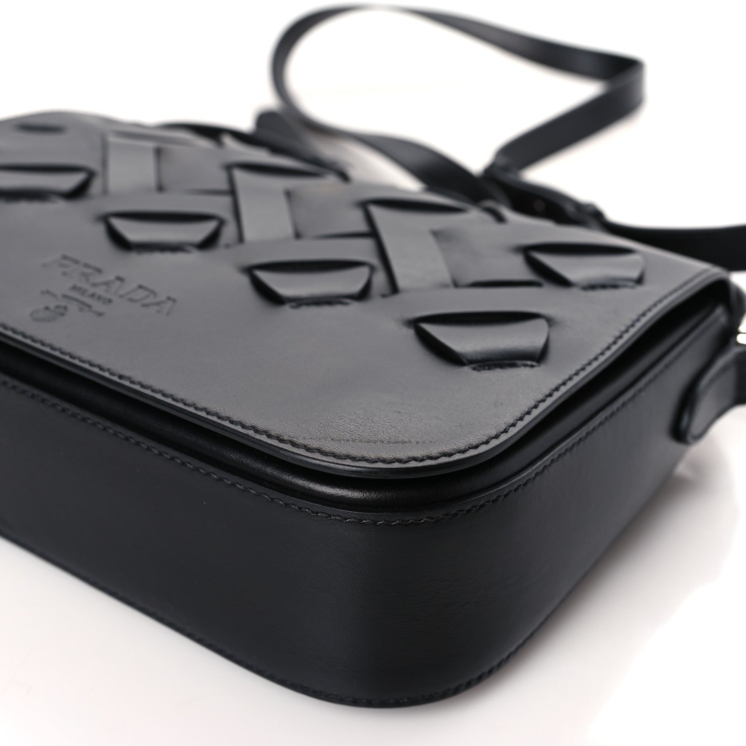 Prada Vitello Intreccio Tress Shoulder Bag Black 8 of 8
