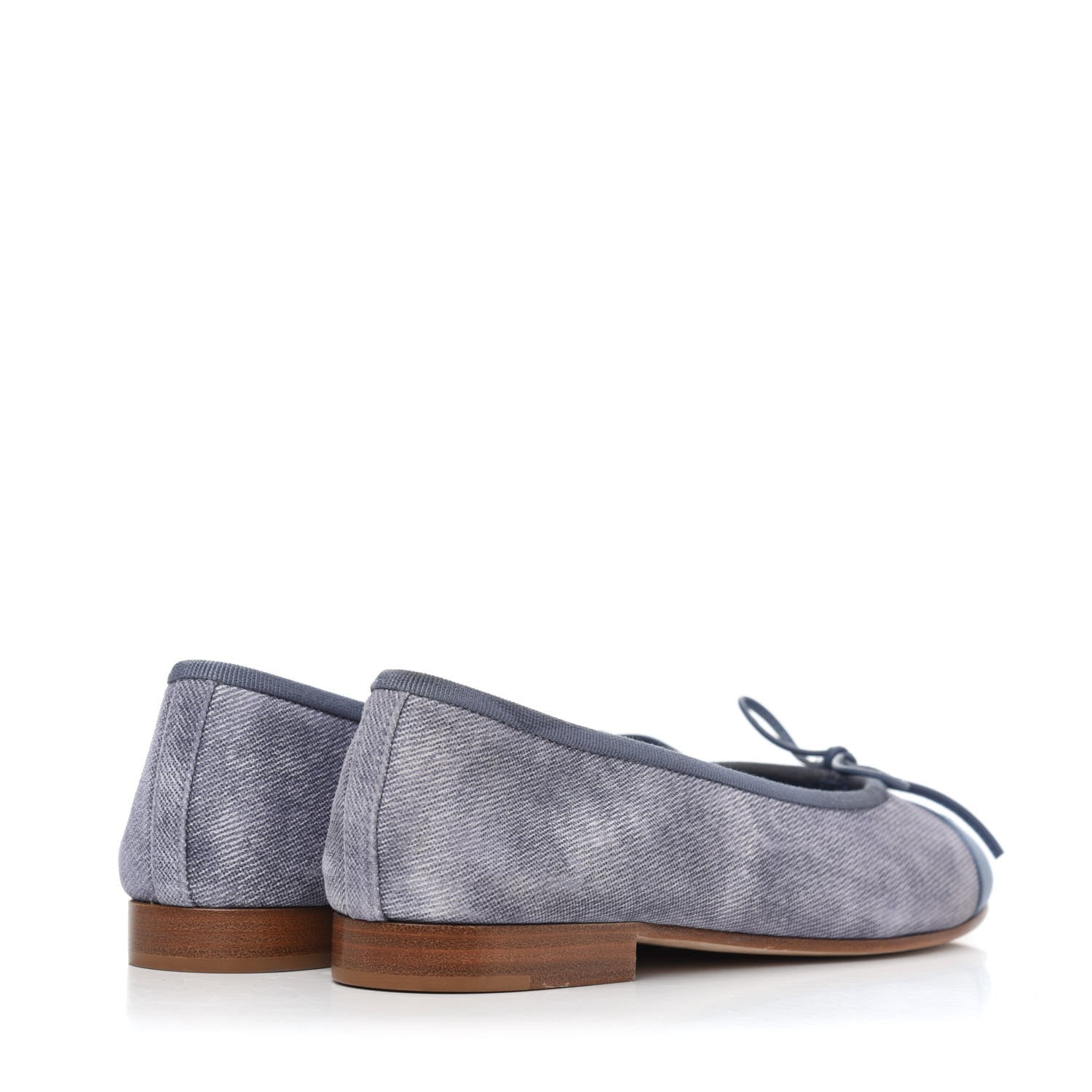 Chanel Satin Denim Goatskin CC Cap Toe Ballerina Flats 35 Blue 7 of 32