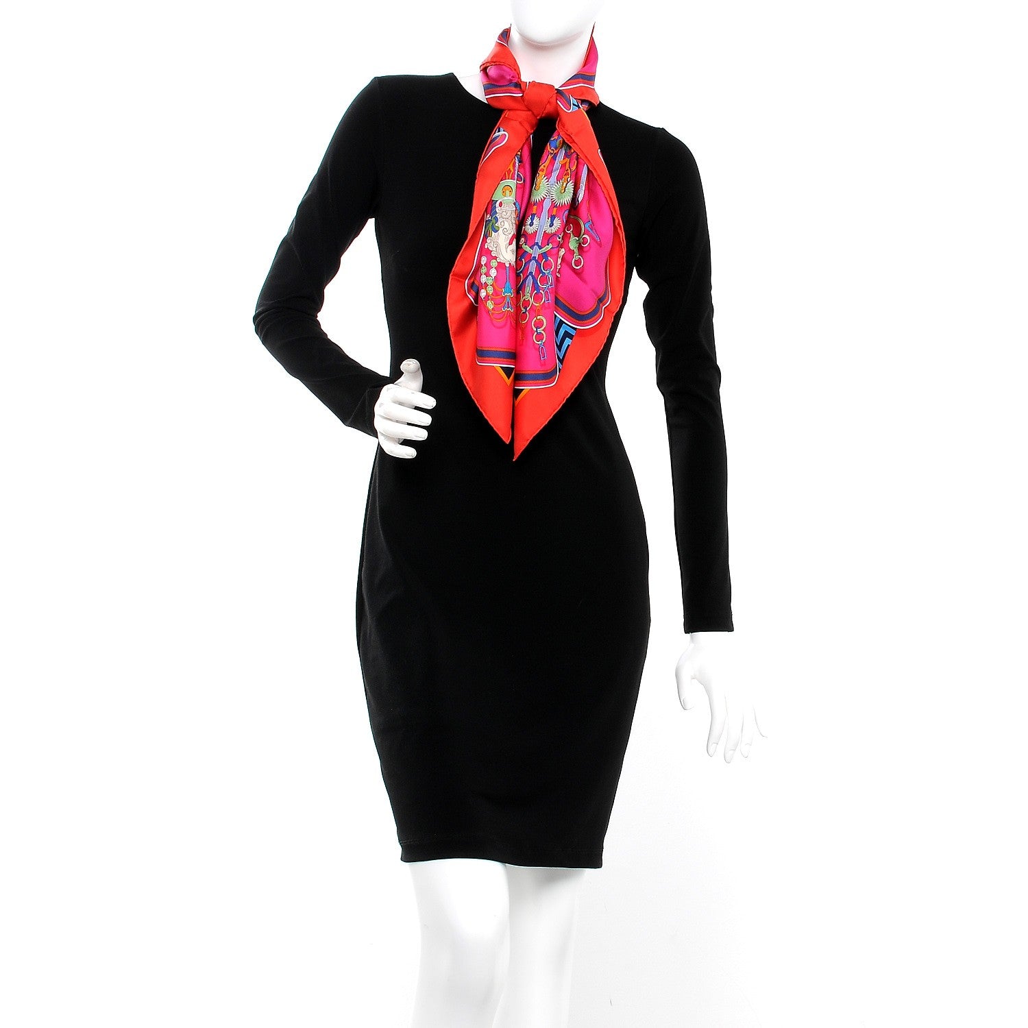 Hermes Silk Bouquets Sellier Scarf 90 Rouge Fuchsia Bleu 2 of 4
