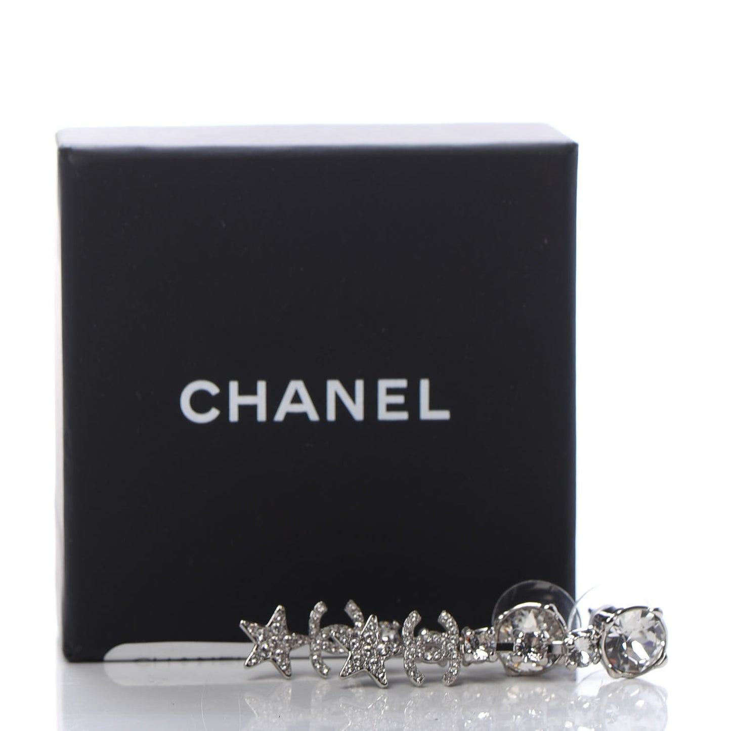 Crystal Starfall Drop CC Earrings Silver