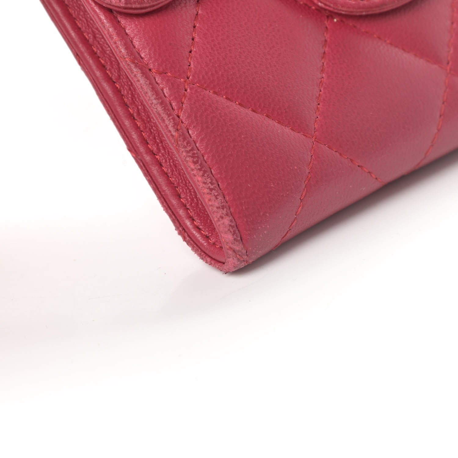 Chanel Lambskin Quilted Flap Card Holder Wallet Dark Pink 11 of 12