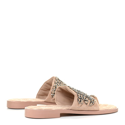 Chanel Lambskin Chain Flat Sandals 37.5 Beige 4 of 10