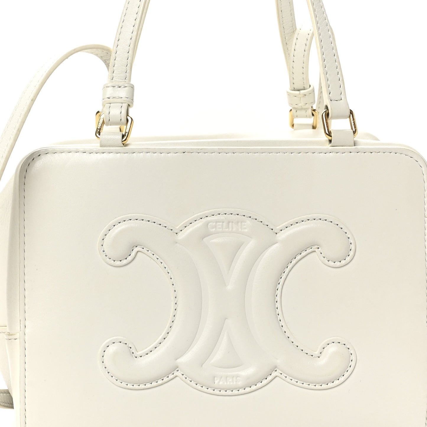 Smooth Calfskin Cuir Triomphe Folded Cube Bag Arctic White