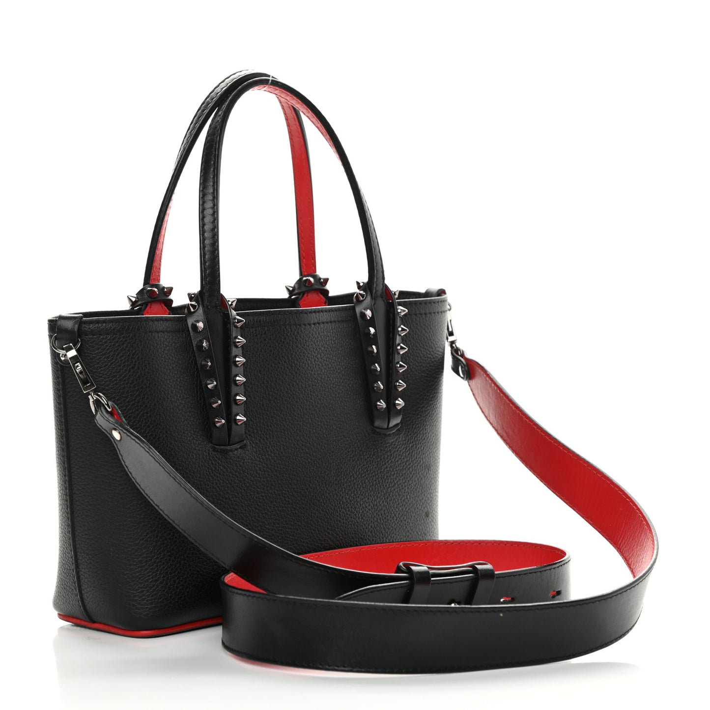 Calfskin Spikes Mini East West Cabata Tote Black