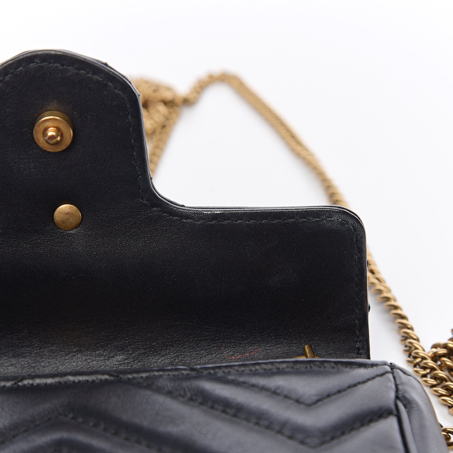 Gucci Calfskin Matelasse Super Mini GG Marmont Shoulder Bag Black 9 of 13