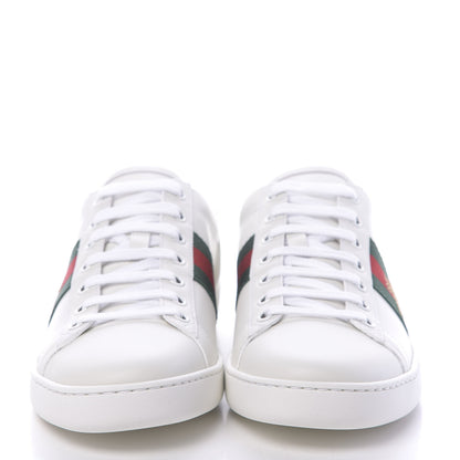 Gucci Calfskin Web Bee Embroidered Womens Ace Sneakers 39.5 White Green 2 of 10