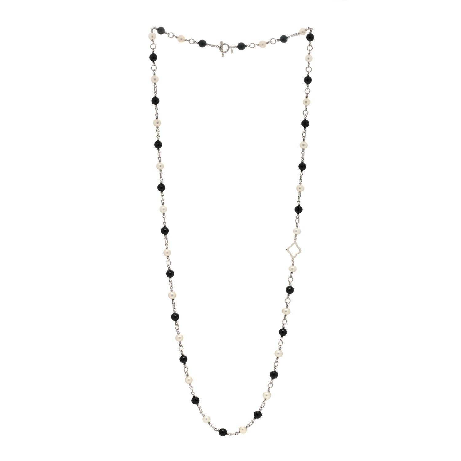 David Yurman Sterling Silver Black Onyx Pearl Bijoux Necklace 2 of 4