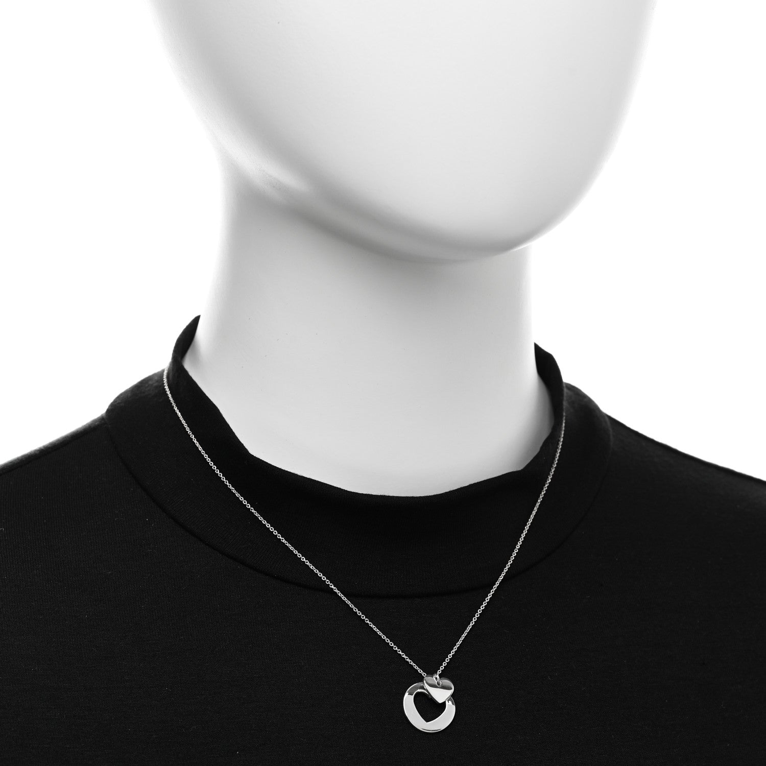 Tiffany Sterling Silver Double Heart Cutout Pendant Necklace 2 of 4