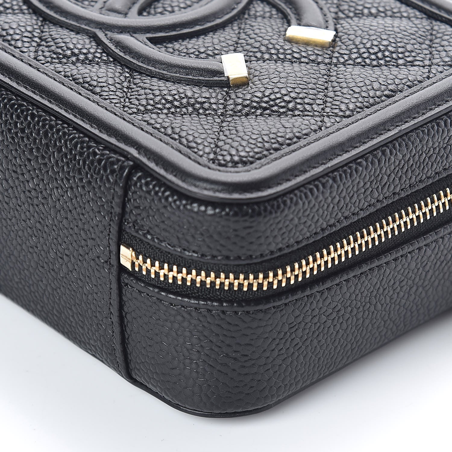 Chanel Caviar Quilted CC Filigree Vanity Clutch With Chain Black 9 of 10