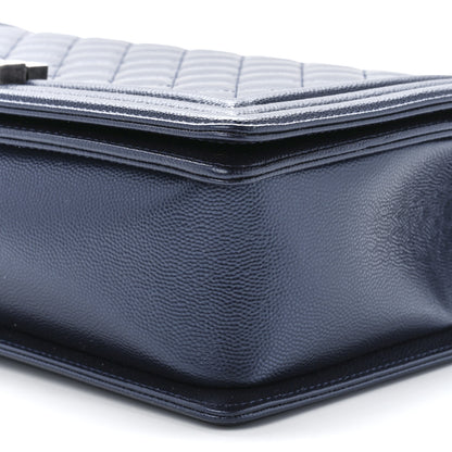 Chanel Metallic Caviar Quilted New Medium Boy Flap Navy 10 of 11