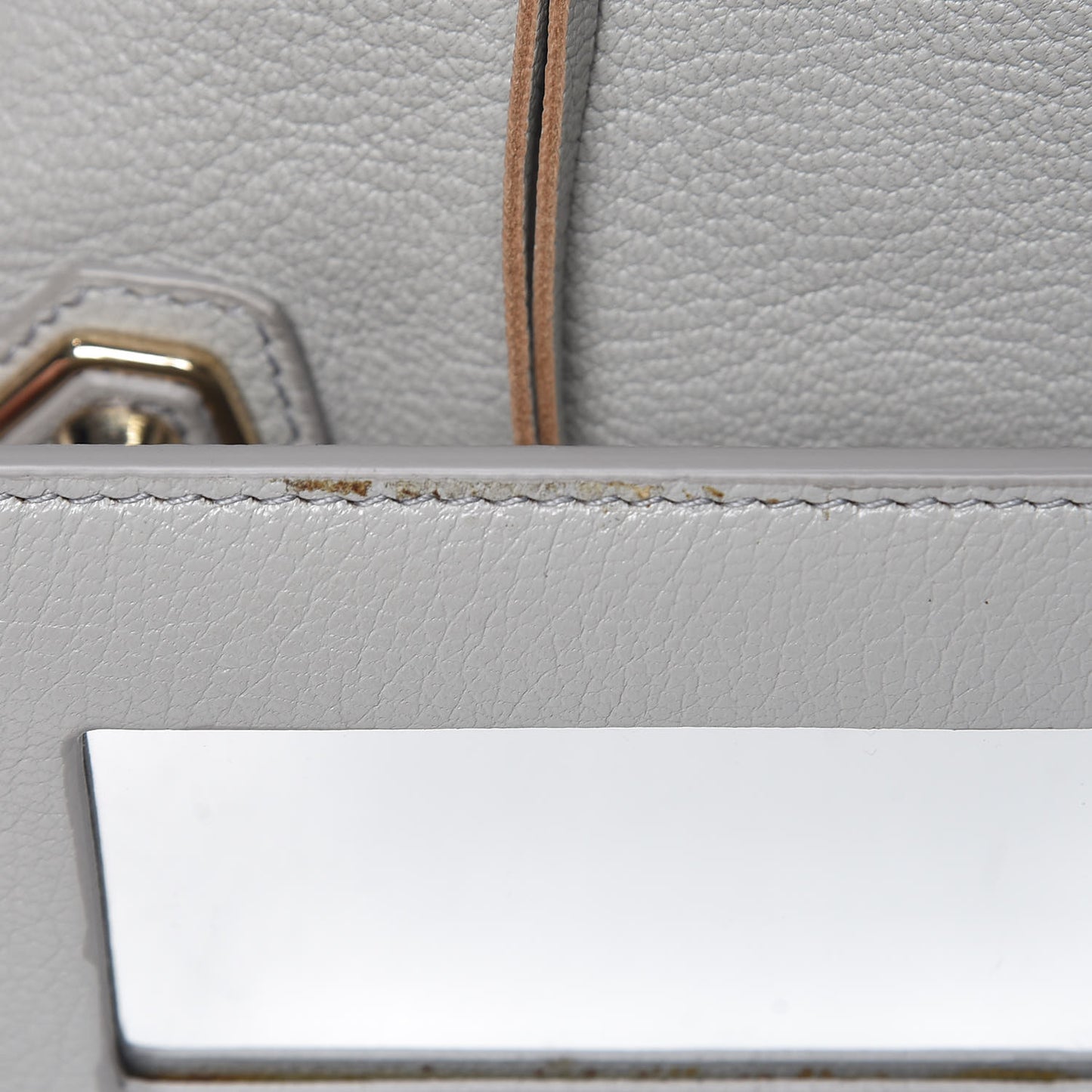 Chevre Gold Metallic Edge Hardware City Gris Perle