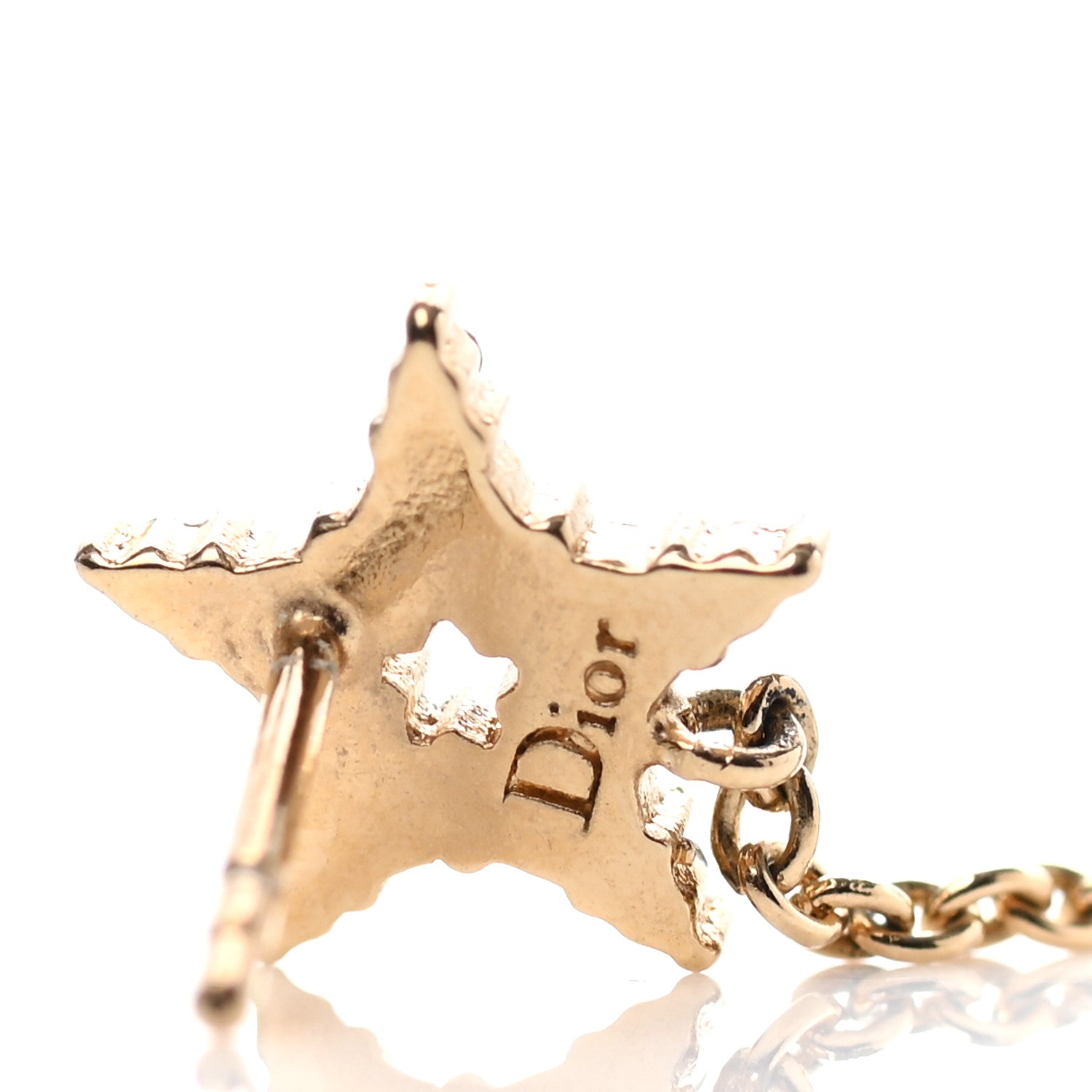 Christian Dior Pearl Crystal Shiny-D Dangle Chain Earrings Gold 4 of 4