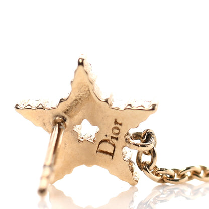 Christian Dior Pearl Crystal Shiny-D Dangle Chain Earrings Gold 4 of 4