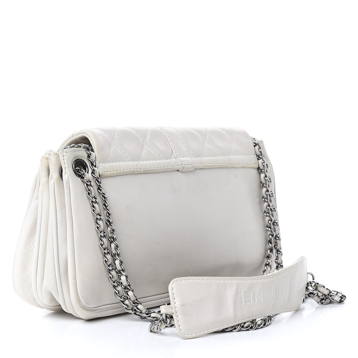 Lambskin Quilted Accordion Mademoiselle Flap White