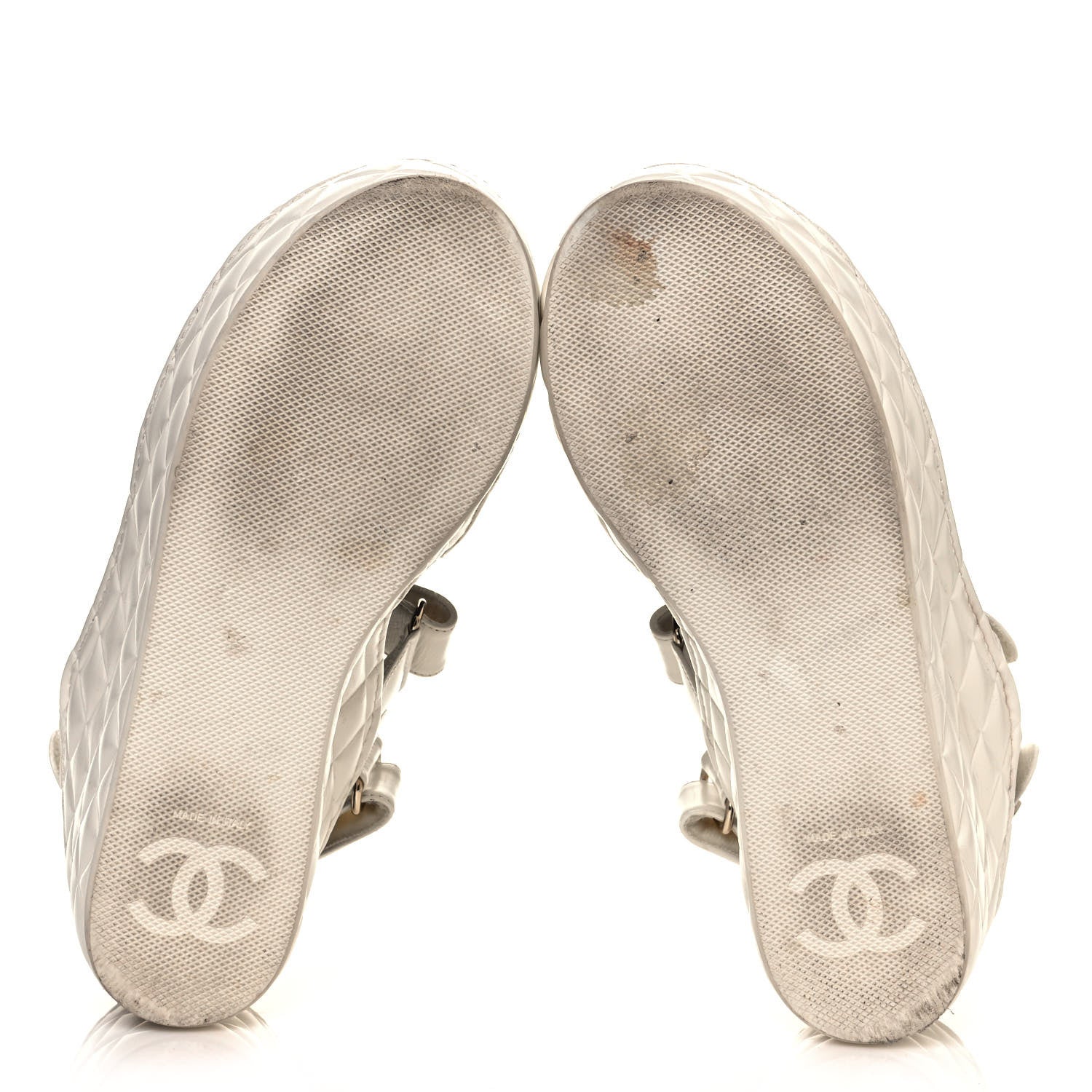 Chanel Shiny Calfskin Logo Platform Sandals 36 Ivory 5 of 11
