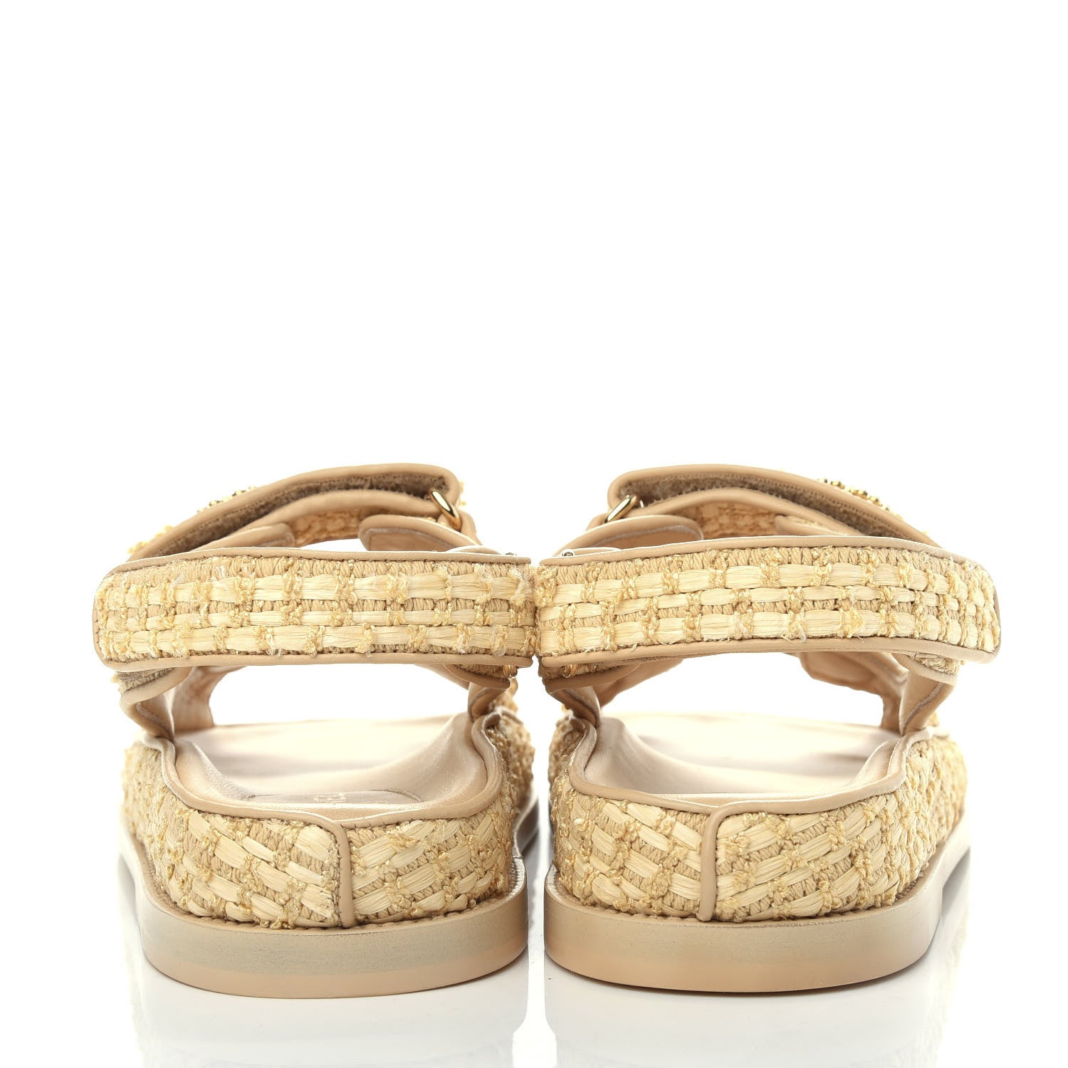 Chanel Braided Fabric Velcro Dad Sandals 37 Beige 7 of 11