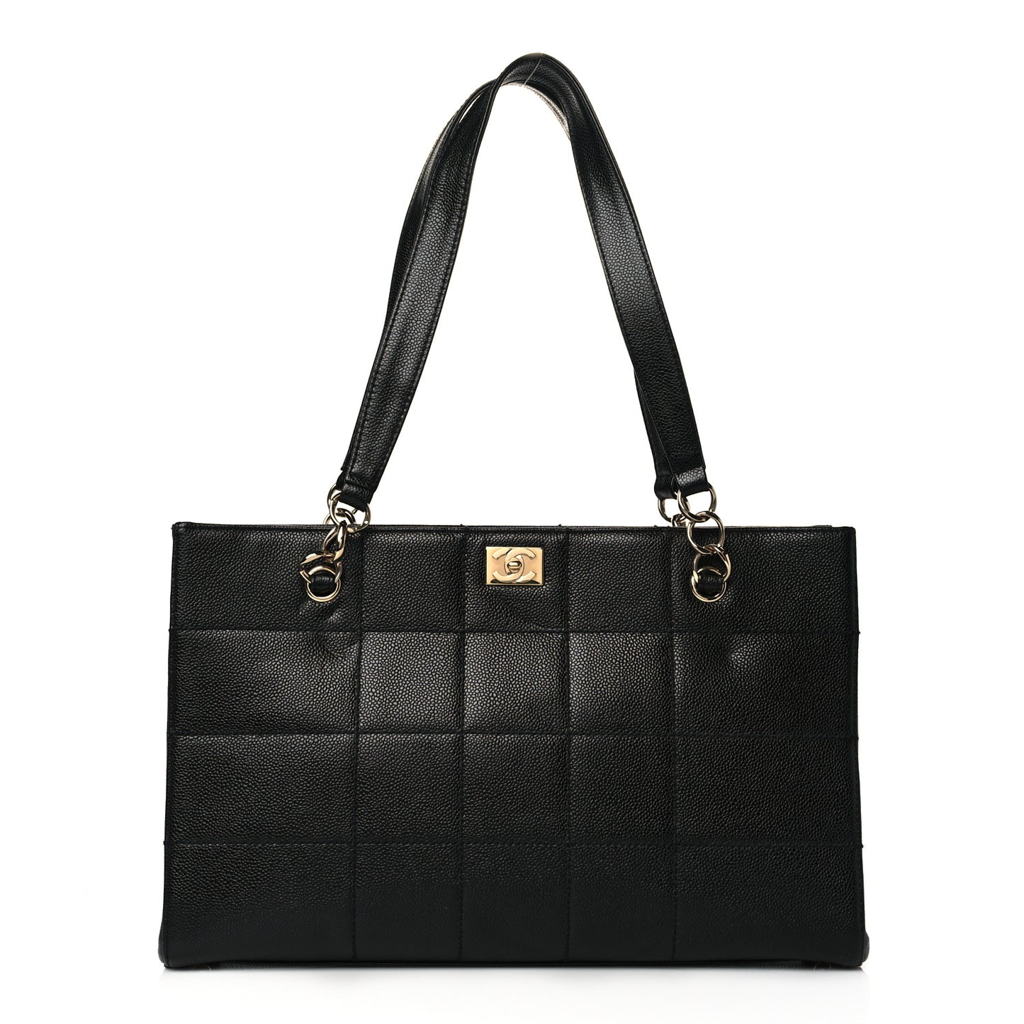 Caviar Chocolate Bar Quilted Shoulder Bag Black