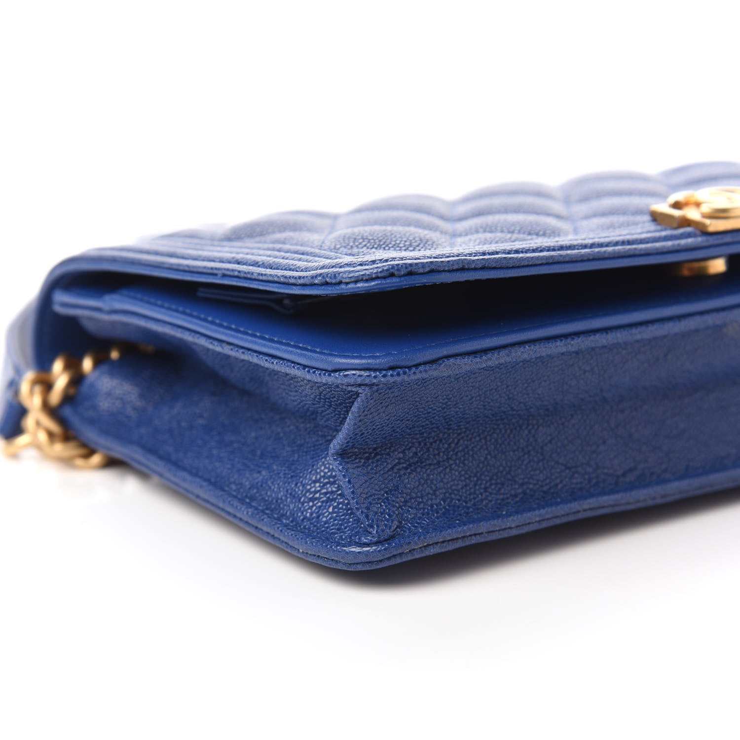 Chanel Caviar Quilted Boy Wallet On Chain WOC Blue 6 of 12