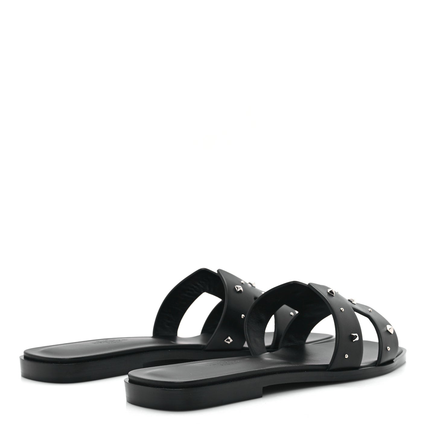 Calfskin Studded Oran Sandals 37.5 Black