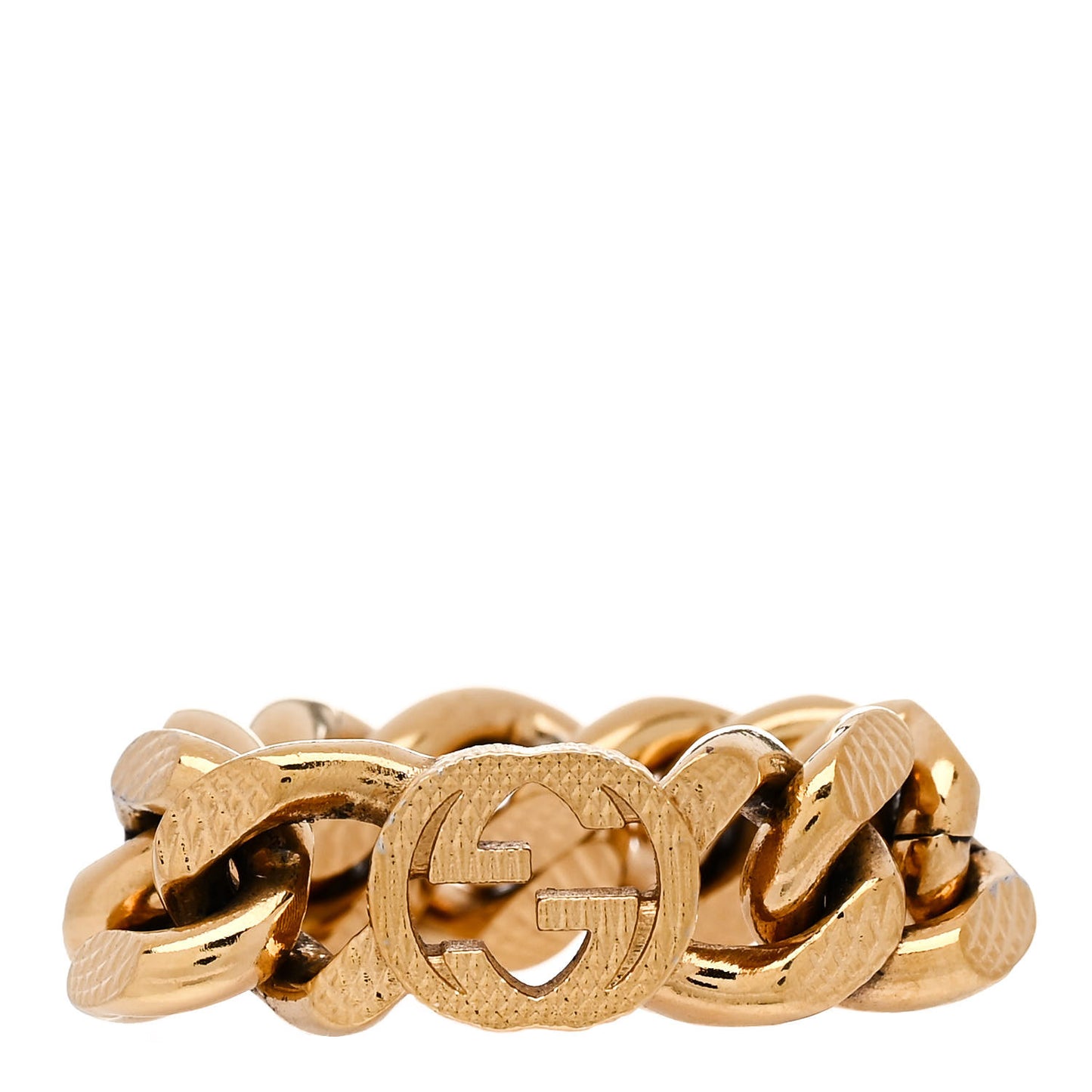 Metal Interlocking Interlocking Gourmette Chain Ring 56 7.5 Gold