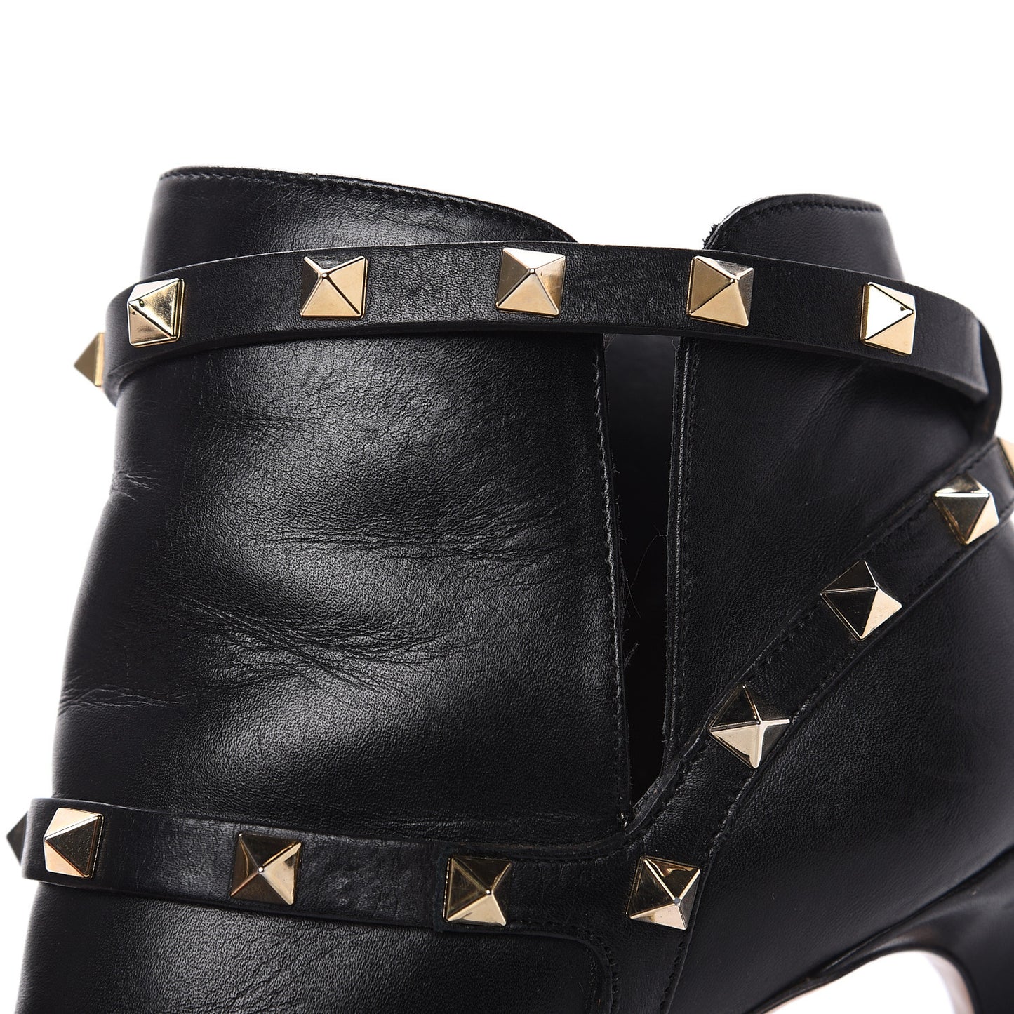 Calfskin Rockstud Double Buckle 100mm Ankle Boots 36 Black