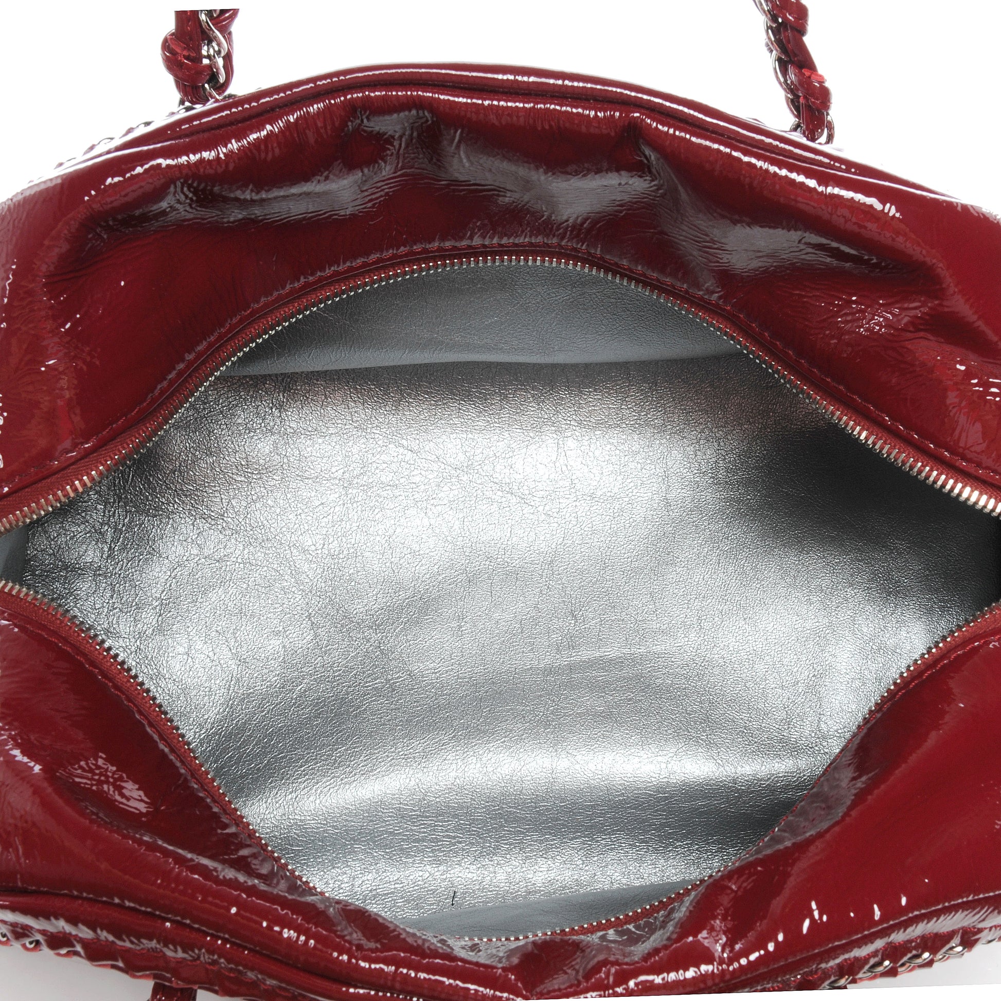 Chanel Patent Luxe Ligne Medium Bowler Red 4 of 7