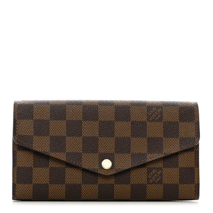 Louis Vuitton Damier Ebene Sarah Wallet NM Rose Ballerine 1 of 9