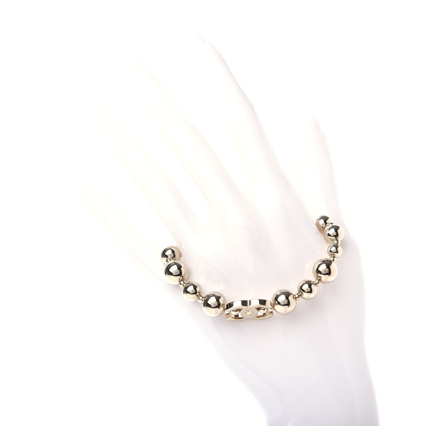Metal Beaded CC Bracelet Gold