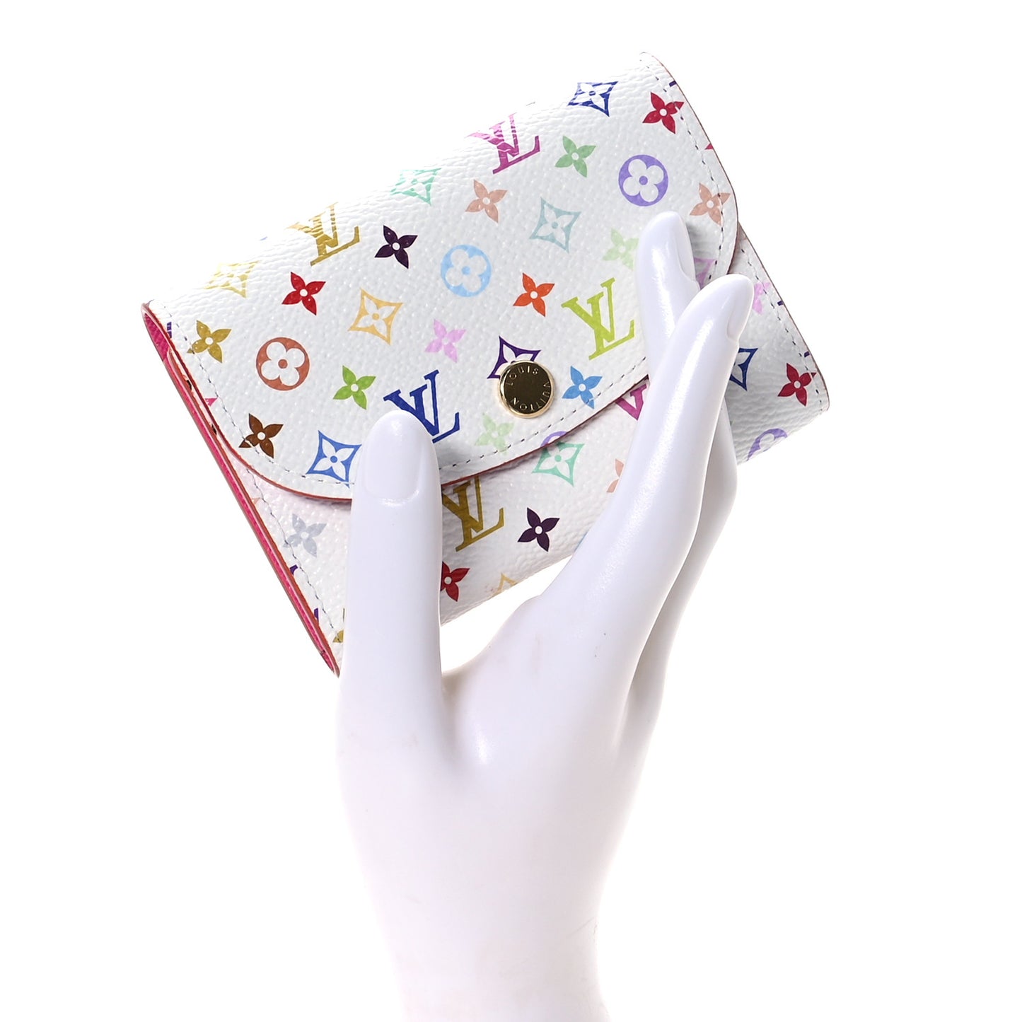 LV X TM Monogram Multicolor Rosalie Coin Purse White Kawaii Pink
