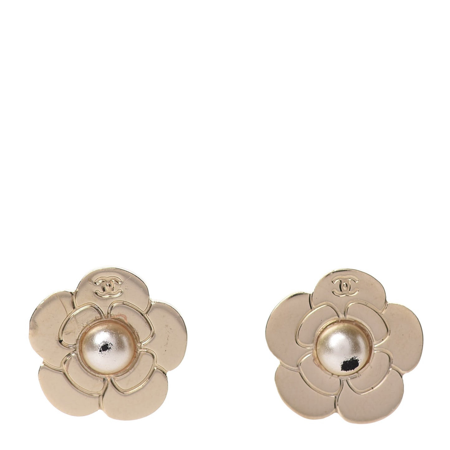 Pearl CC Camellia Earrings Gold
