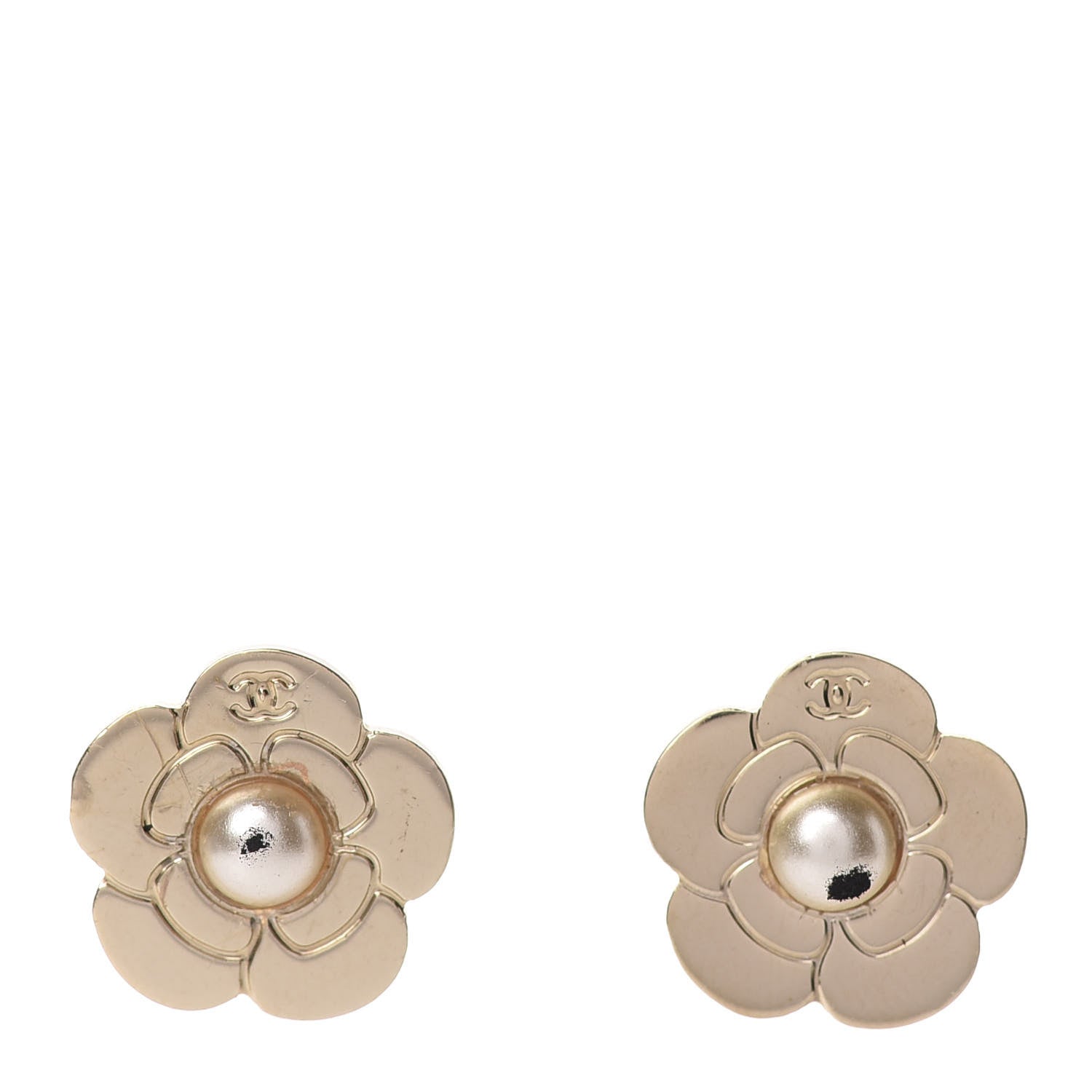 Chanel Pearl CC Camellia Earrings Gold 1 of 5