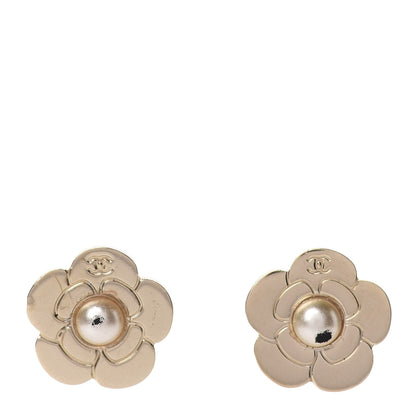 Chanel Pearl CC Camellia Earrings Gold 1 of 5