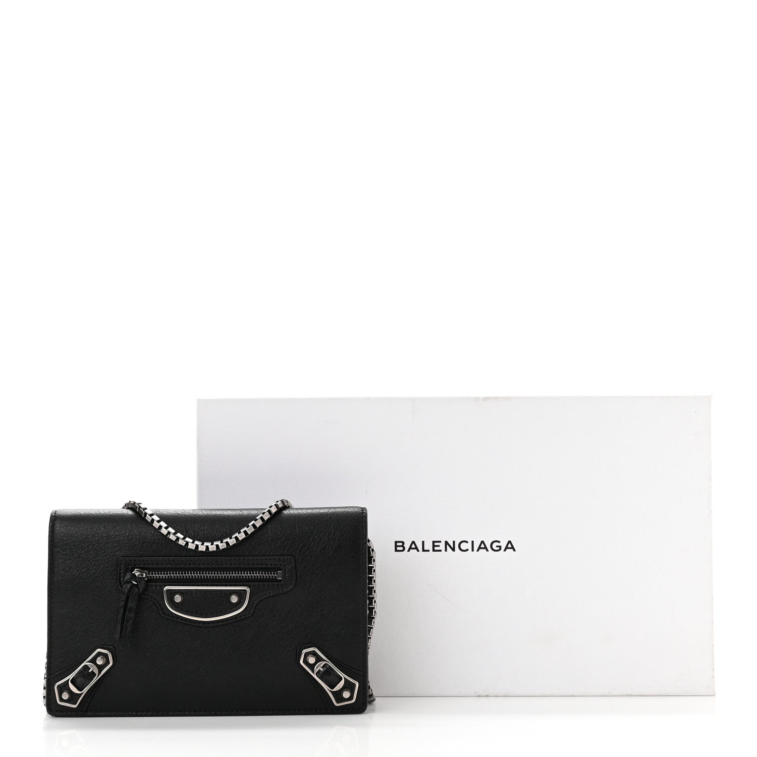 Balenciaga Agneau Silver Metallic Edge Hardware Wallet On Chain Black 11 of 11
