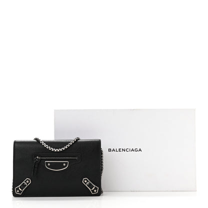 Balenciaga Agneau Silver Metallic Edge Hardware Wallet On Chain Black 11 of 11