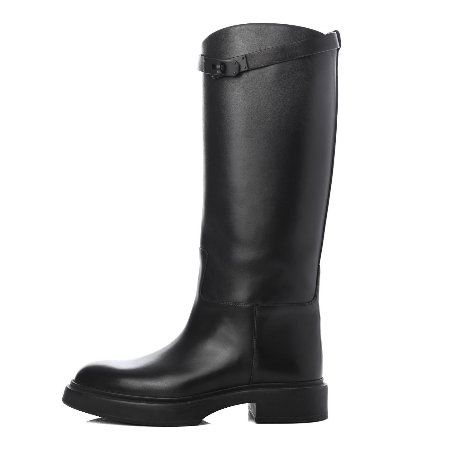 Calfskin Variation Monochromatic Boots 39.5 Black
