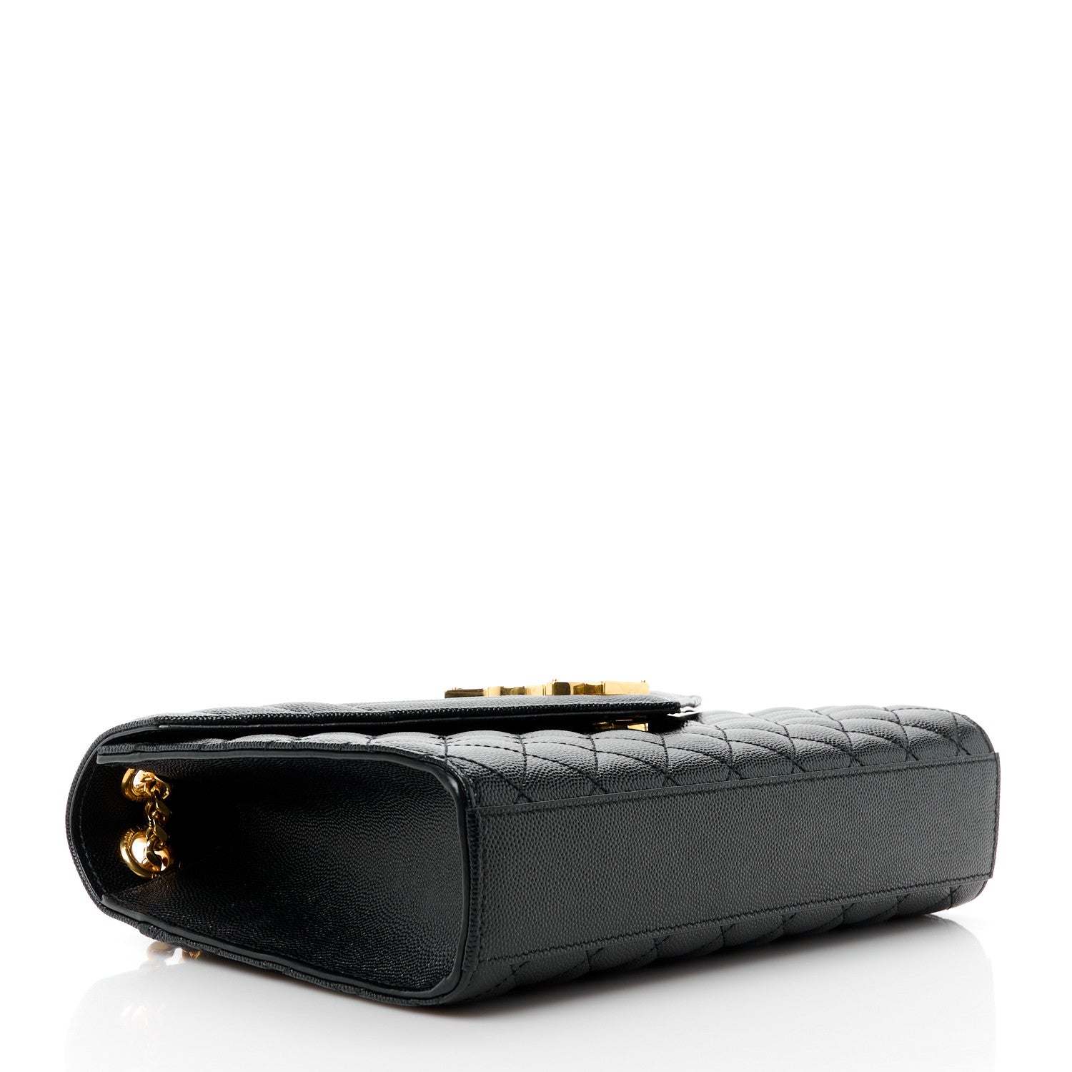 Saint Laurent Grain De Poudre Textured Mixed Matelasse Triquilt Medium Monogram Satchel Black 4 of 11