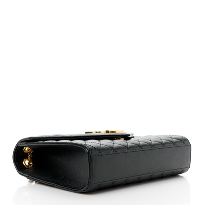 Saint Laurent Grain De Poudre Textured Mixed Matelasse Triquilt Medium Monogram Satchel Black 4 of 11