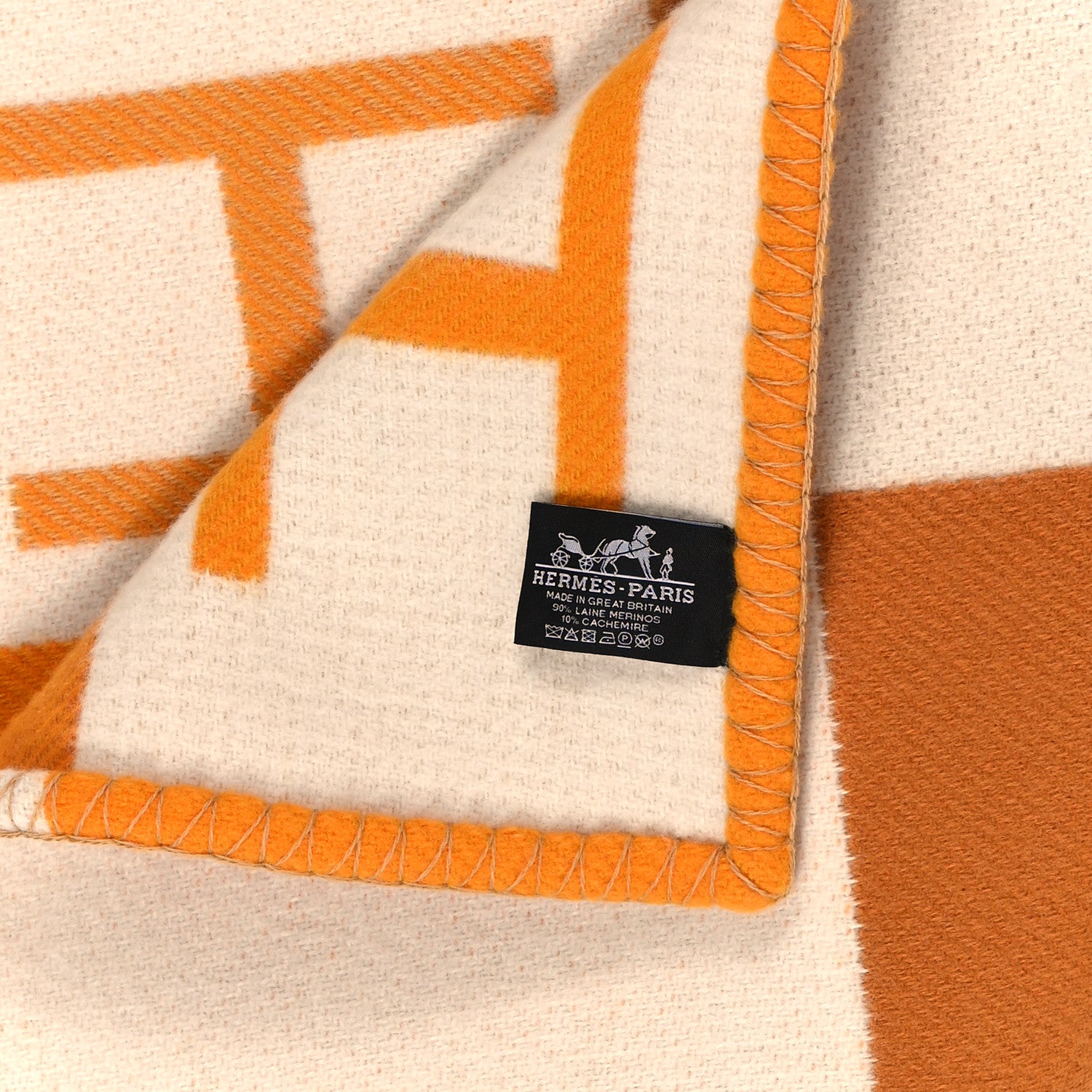 Hermes Wool Cashmere Avalon Vibration Blanket Miel 3 of 3