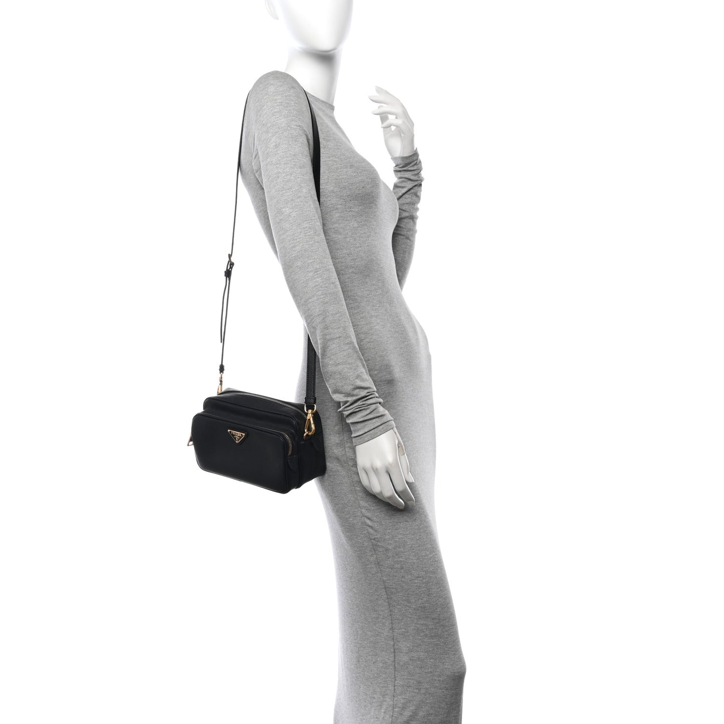 Saffiano Lux Camera Case Crossbody Bag Black